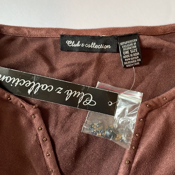 Club Z Collection poncho  One size   Beaded  Embroidered boho style NWT - Picture 6 of 9